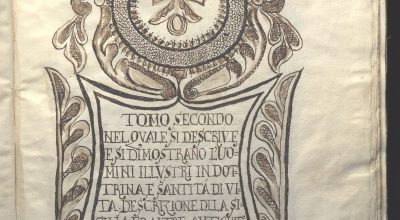 Second volume in the oval is described, and the illustrious men of doctrine and holiness of life are demonstrated. A description of Sicily and other ancient cities, including the incomparable city of Castro Giovanni